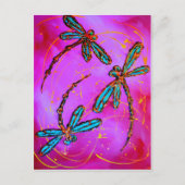 Dragonfly Flit Electric Roze Briefkaart (Voorkant)