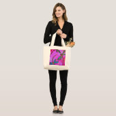 Dragonfly Flit Electric Roze Grote Tote Bag (Voorkant (model))