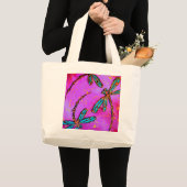 Dragonfly Flit Electric Roze Grote Tote Bag (Voorkant (product))