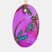 Dragonfly Flit Electric Roze Keramisch Ornament (Links)