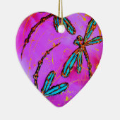 Dragonfly Flit Electric Roze Keramisch Ornament (Rechts)