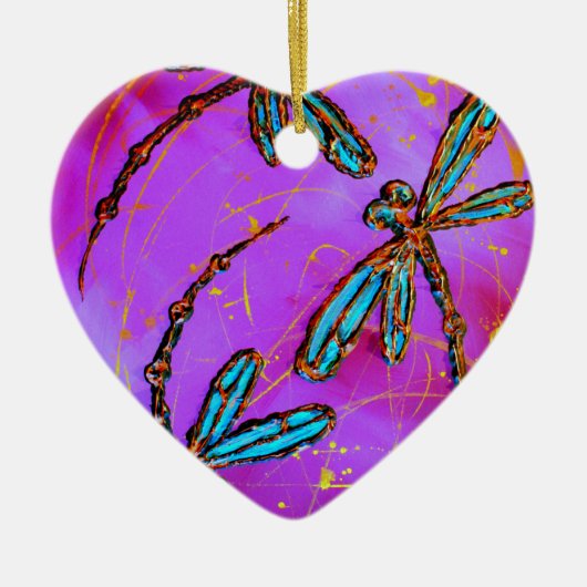 Dragonfly Flit Electric Roze Keramisch Ornament (Voorkant)