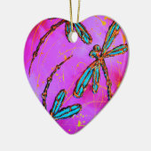 Dragonfly Flit Electric Roze Keramisch Ornament (Links)