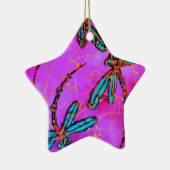 Dragonfly Flit Electric Roze kerstversiering Keramisch Ornament (Rechts)