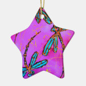 Dragonfly Flit Electric Roze kerstversiering Keramisch Ornament (Links)