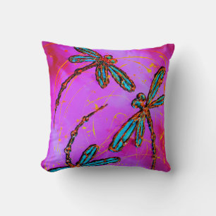 Dragonfly Flit Electric Roze Kussen