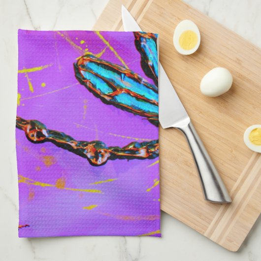 Dragonfly Flit Electric Roze Theedoek (Quarter Fold)