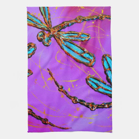 Dragonfly Flit Electric Roze Theedoek (Verticaal)