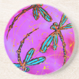 Dragonfly Flit Electric Roze Zandsteen Onderzetter