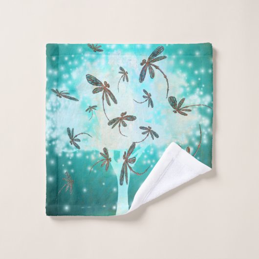 Dragonfly Flit Glow Tree Bad Handdoek (Wasdoekje)