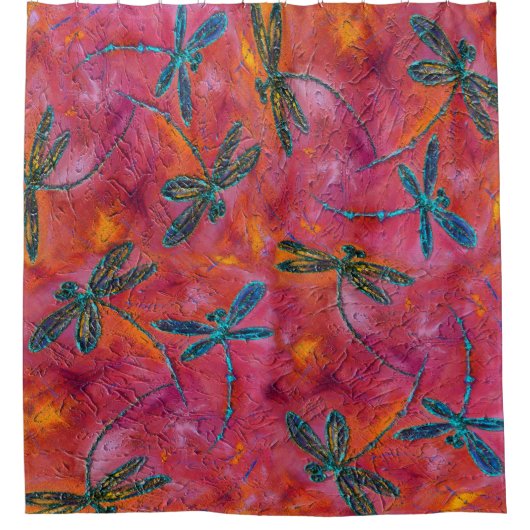 Dragonfly Flit Hot Fuchsia Douchegordijn (Voorkant)