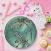 Dragonfly Flit Myrtle Green Papieren Bordje (Feest)