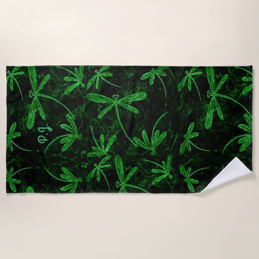 Dragonfly Flit Neon Green Beach Towel Strandlaken (Voorkant)