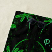 Dragonfly Flit Neon Green Beach Towel Strandlaken (In situ)