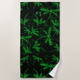 Dragonfly Flit Neon Green Beach Towel Strandlaken