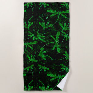 Dragonfly Flit Neon Green Beach Towel Strandlaken