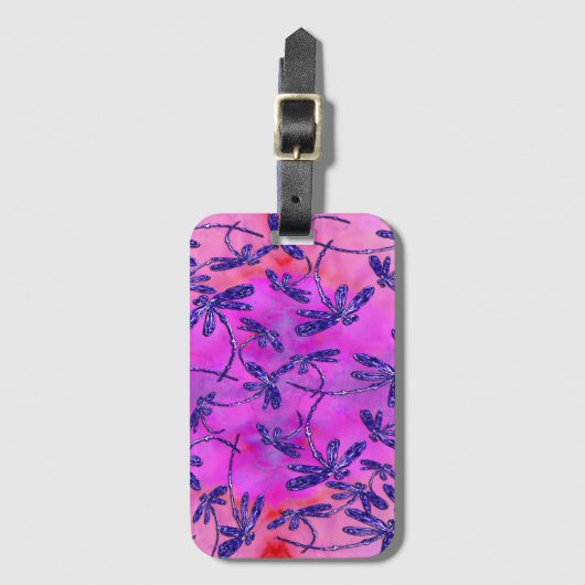 Dragonfly Flit Peachy Pink Bagagelabel (Voorkant (verticaal))