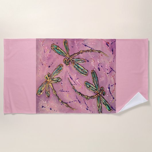 Dragonfly Flit Pink Fizz Strandlaken (Voorkant)