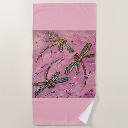 Dragonfly Flit Pink Fizz Strandlaken (Voorkant)