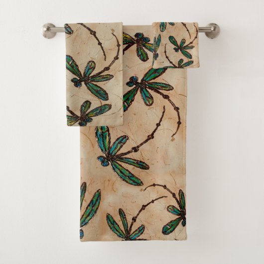 Dragonfly Flit Rustic Cream Bad Handdoek (Insitu)