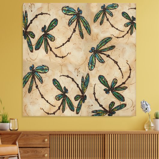 Dragonfly Flit Rustic Cream Canvas Afdruk (Insitu (Woonkamer))