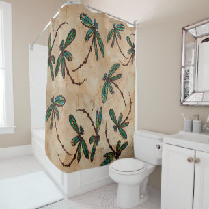 Dragonfly Flit Rustic Cream Douchegordijn