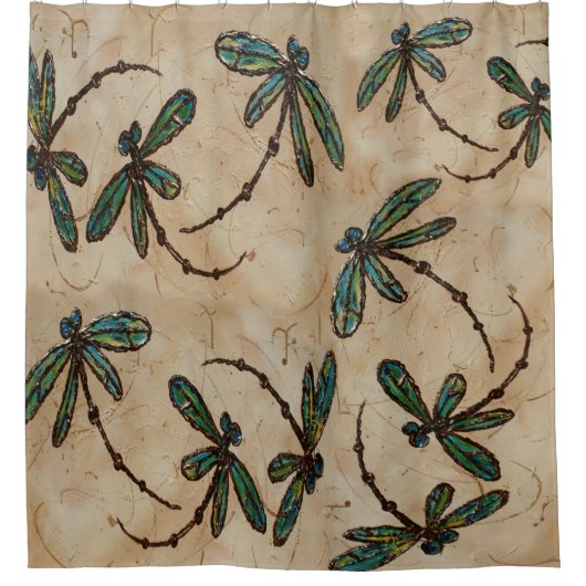 Dragonfly Flit Rustic Cream Douchegordijn (Voorkant)