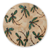 Dragonfly Flit Rustic Cream Keramische Knop (Voorkant)
