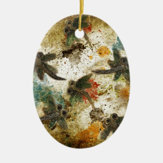 Dragonfly Flit Rustic Splash Keramisch Ornament (Voorkant)
