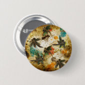 Dragonfly Flit Rustic Splash Ronde Button 5,7 Cm (Voorkant /achterkant)