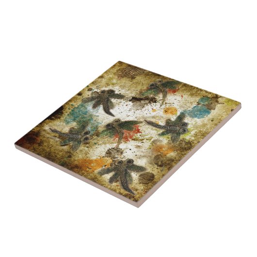 Dragonfly Flit Rustic Splash Tegeltje (Zijkant)