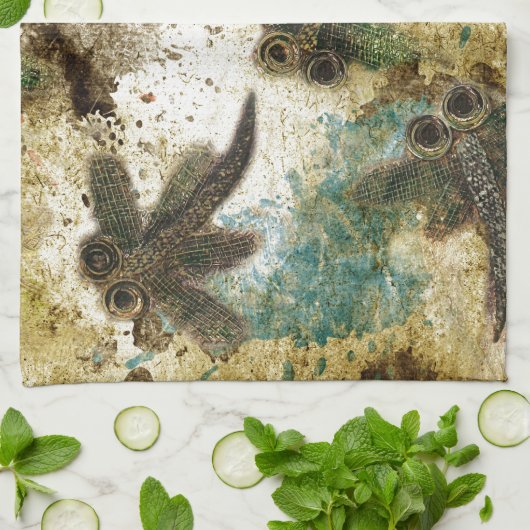 Dragonfly Flit Rustic Splash Theedoek (Gevouwen)