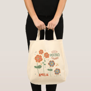 Dragonfly Floral Aangepaste Naam Leuke Inspirivity Tote Bag