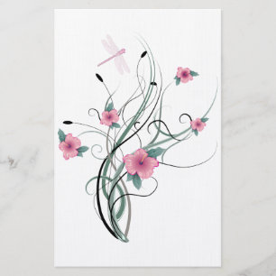 Dragonfly Floral Briefpapier