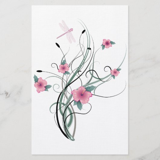 Dragonfly Floral Briefpapier (Voorkant)