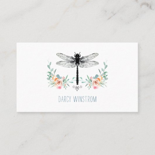 Dragonfly Floral Calling Card Contactkaartje (Voorkant)