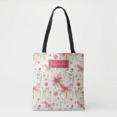 Dragonfly Floral gepersonaliseerde Canvas tas (Voorkant)
