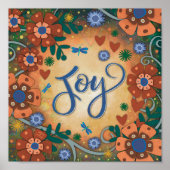 Dragonfly Floral Joy Inspirerende Gele Inspiratie Poster (Voorkant)