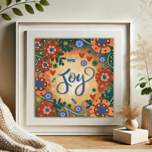 Dragonfly Floral Joy Inspirerende Gele Inspiratie Poster