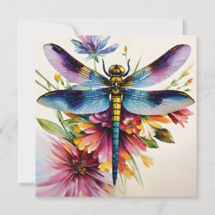 Dragonfly Floral Multicolor Art Feestdagenkaart