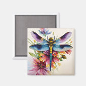 Dragonfly Floral Multicolor Art Magneet (Voorkant / Achterkant)