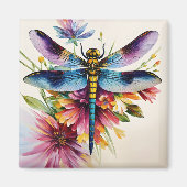 Dragonfly Floral Multicolor Art Magneet (Voorkant)