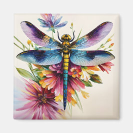 Dragonfly Floral Multicolor Art Magneet