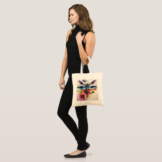 Dragonfly Floral Multicolor Art Tote Bag (Voorkant (model))