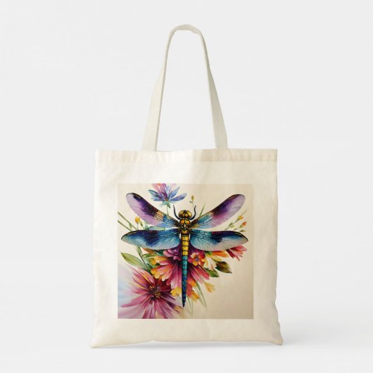 Dragonfly Floral Multicolor Art Tote Bag (Achterkant)