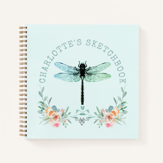 Dragonfly Floral Specialized Sketchbook Notitieboek (Voorkant)