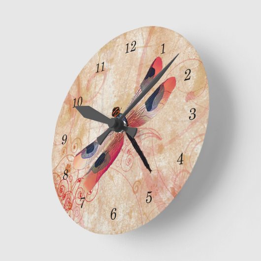 Dragonfly Flourish Clock Ronde Klok (Hoek)