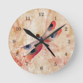 Dragonfly Flourish Clock Ronde Klok (Voorkant)