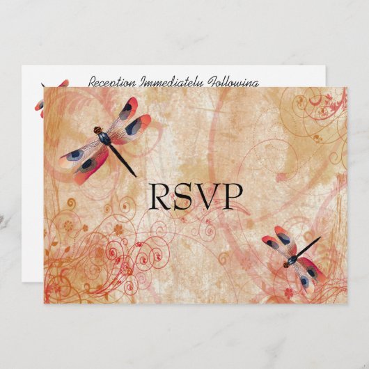 Dragonfly Flourish Reception RSVP Kaart (Voorkant / Achterkant)