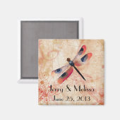 Dragonfly Flourish Wedding Favor Magnet (Voorkant / Achterkant)
